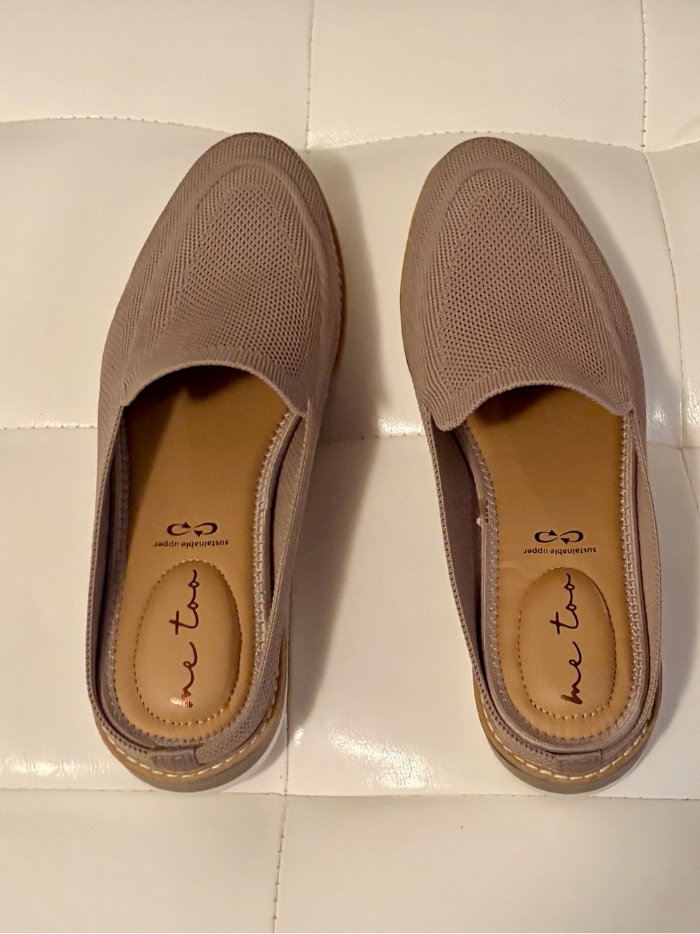 me too Taupe Knit Backless Mules